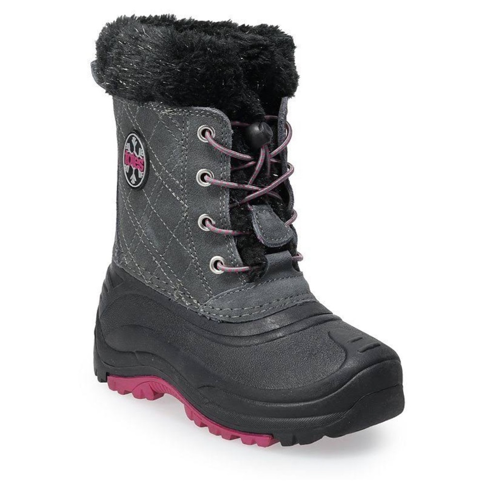 Totes Kids Harper Grey Pink Girl’s Waterproof Winter Snow Boots Size 3 Medium